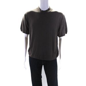 Truth Men's Round Neck Short Sleeves Pullover Sweater Brown Size L